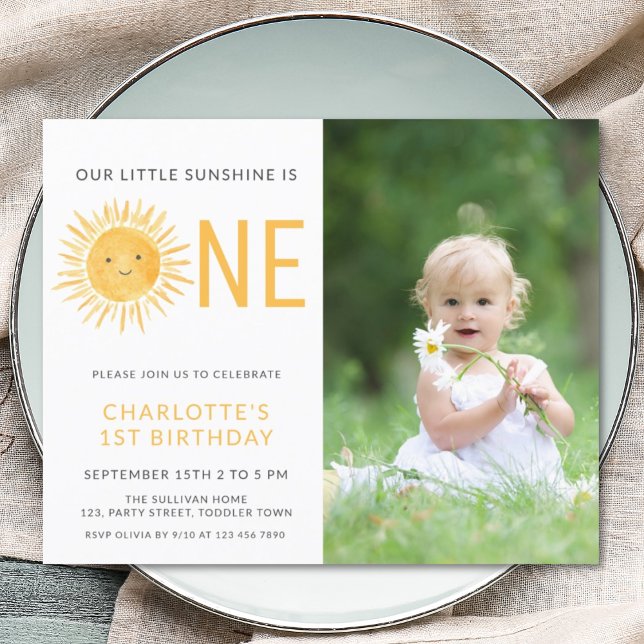 Papier Budget Sunshine Girl's First Birthday Party Invita (Créateur téléchargé)