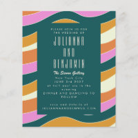 Budget Super Retro Pink Green Wavy Lines Mariage