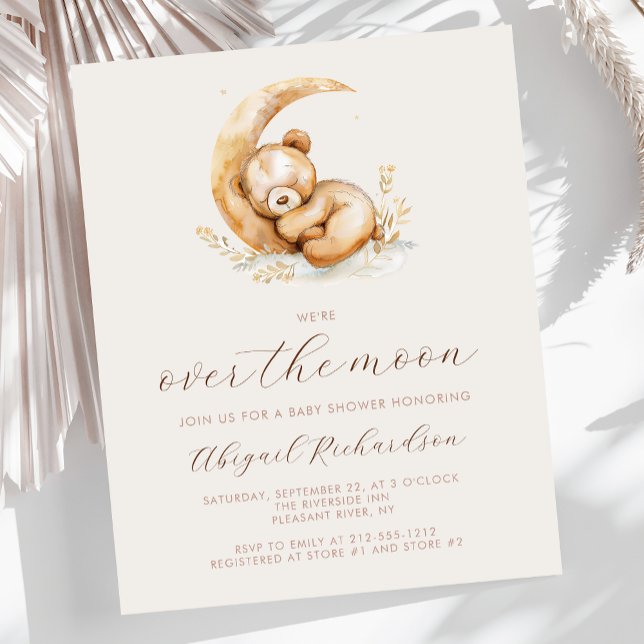 Papier Budget sur la lune Boho Teddy Bear Baby shower (Créateur téléchargé)