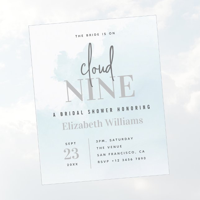 Papier BUDGET Sur L'Invitation À La Douche Nuptiale De Ne (The Bride is On Cloud Nine Bridal Shower Invitation)