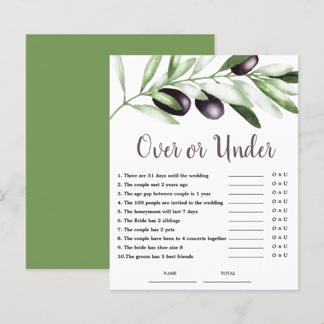 Papier Budget sur ou sous le jeu de Fête des mariées d'ol (Devant / Derrière)