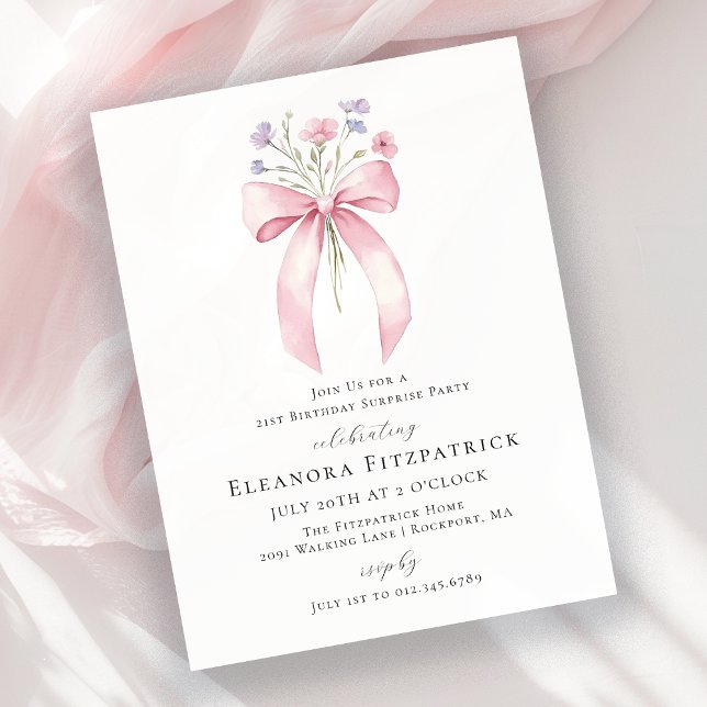 Papier BUDGET SURPRISE 21e anniversaire Invitation rose B (Créateur téléchargé)