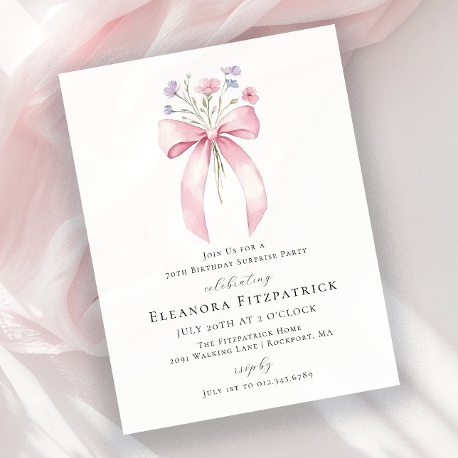 Papier BUDGET SURPRISE 70e anniversaire Invitation rose B (Créateur téléchargé)