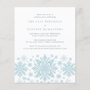 Papier BUDGET SURPRISE Party 21e anniversaire Snowflake