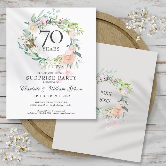 Papier Budget Surprise Party 70e anniversaire Invitation (Budget Surprise Party 70th Anniversary Invitation)