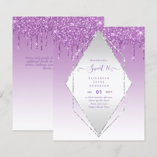 Papier BUDGET SWEET16 Parties scintillant de séchage Glam (Devant / Derrière)