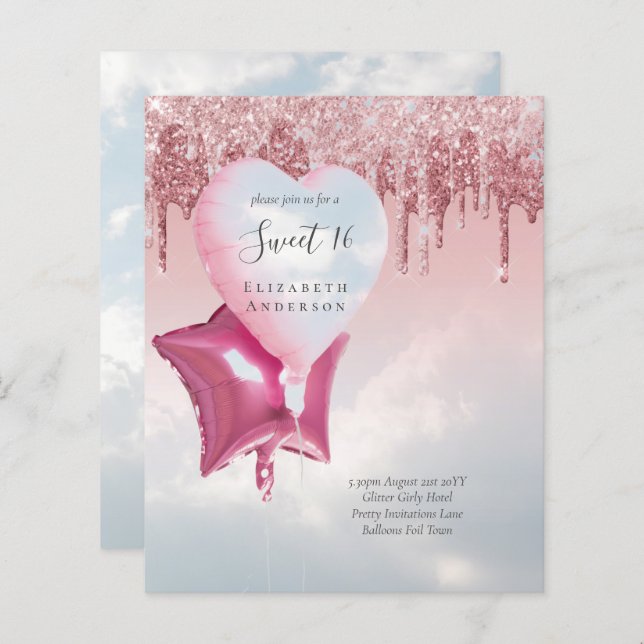 Papier BUDGET Sweet16 Parties scintillant Glamor Girly Ba (Devant / Derrière)