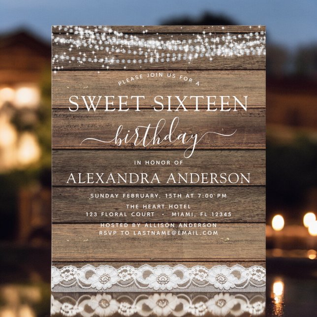 Papier Budget Sweet 16 Anniversaire Agritourisme rustique (Créateur téléchargé)