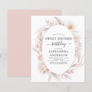 Papier Budget Sweet 16 Boho Dusty rose Floral Anniversair