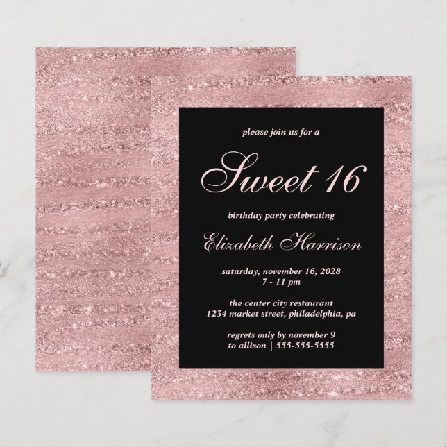 Papier Budget Sweet 16 Elégant Rose Gold fête d'anniversa (Devant / Derrière)