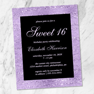 Papier Budget Sweet 16 Élégante Purple Anniversaire