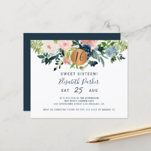 Papier Budget Sweet 16 fête d'anniversaire fleurie Invita