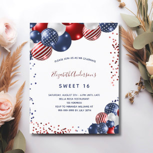 Papier Budget Sweet 16 invitation du parti patriotique