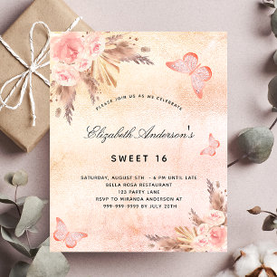 Papier Budget Sweet 16 papillon pampas herbe blush