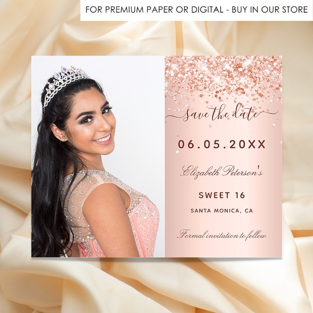 Papier Budget Sweet 16 rose photo broussailleuse Enregist (Créateur téléchargé)