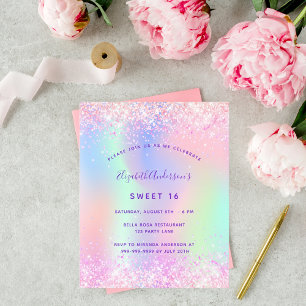 Papier Budget Sweet 16 rose violet parties scintillant in