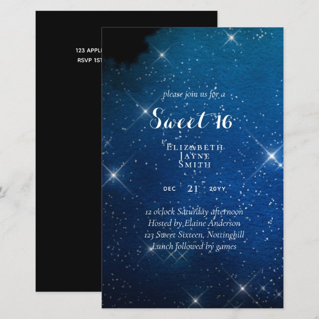 Papier BUDGET Sweet 16, seizième anniversaire Floral Invi (Devant / Derrière)