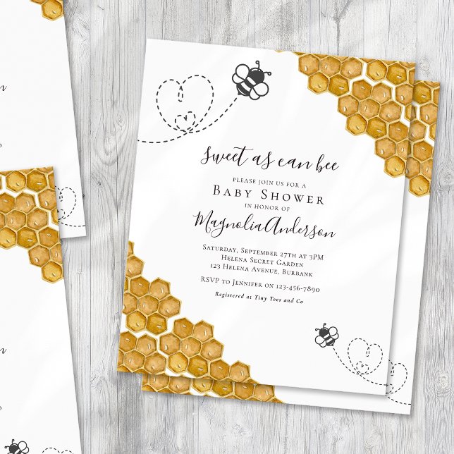 Papier Budget Sweet as Can Bee Baby shower Invitation (Créateur téléchargé)