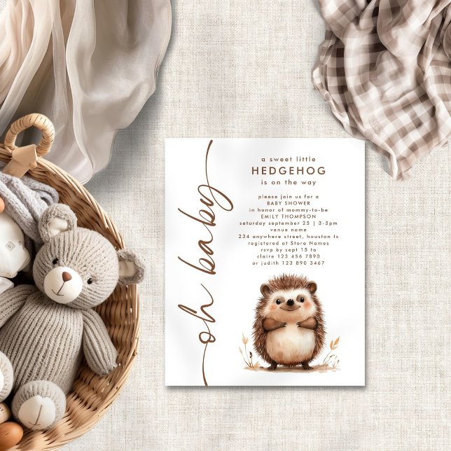 Papier Budget Sweet Little Hedgehog Oh Baby shower Invita (Créateur téléchargé)
