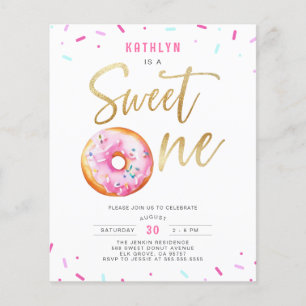 Papier Budget Sweet One Rose Gold Donut Anniversaire Invi