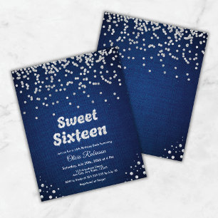 Papier Budget Sweet sixteen bleu 16e anniversaire Invitat