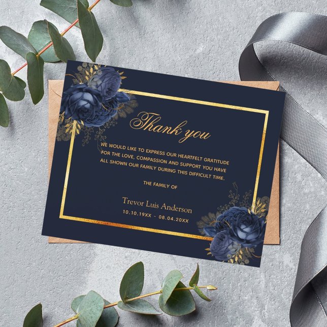 Papier Budget sympathie bleu floral or merci (Créateur téléchargé)