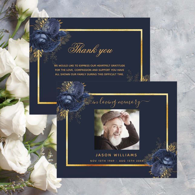 Papier Budget sympathie bleu floral or merci photo (Créateur téléchargé)