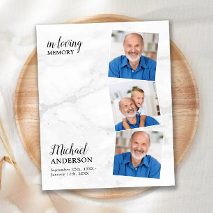 Papier Budget Sympathy 3 Photo Funeral Thank You Card