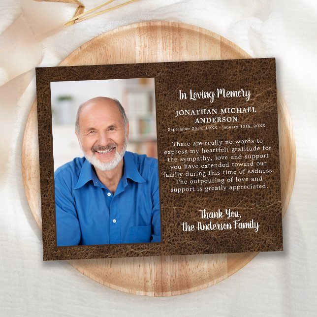 Papier Budget Sympathy Photo Funérailles Merci Cuir (Créateur téléchargé)