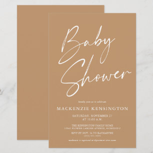 Papier Budget Tan Earth Tones Simple Script Baby shower