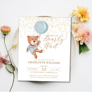 Papier Budget Teddy Bear Boy Baby shower Invitation