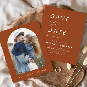 Papier Budget Terracotta Boho Enregistrer la Date Photo