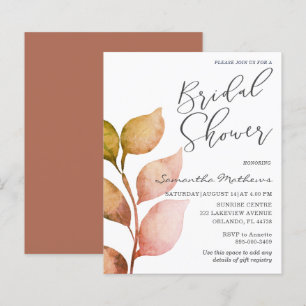Papier Budget Terracotta Foliage Bridal Shower Invitation