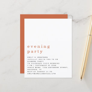 Papier BUDGET Terracotta Mariage Soirée Invitation