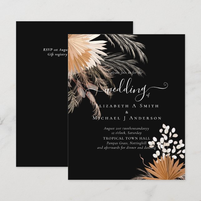 Papier BUDGET Terracotta Pampas Grass Mariage tropical (Devant / Derrière)