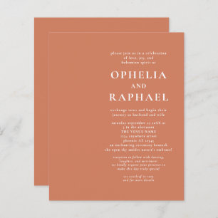 Papier Budget Terracotta QR Code Bohemian Wedding Invitat