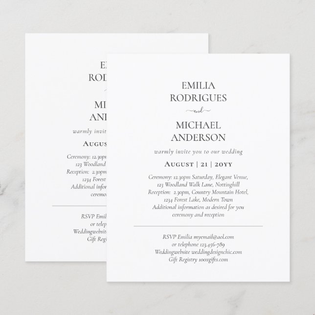 Papier BUDGET Texte BILINGUE à deux faces Mariage seuleme (Devant / Derrière)