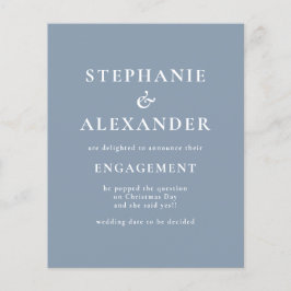 Papier Budget Texte Dusty Blue Fiançailles Faire-part