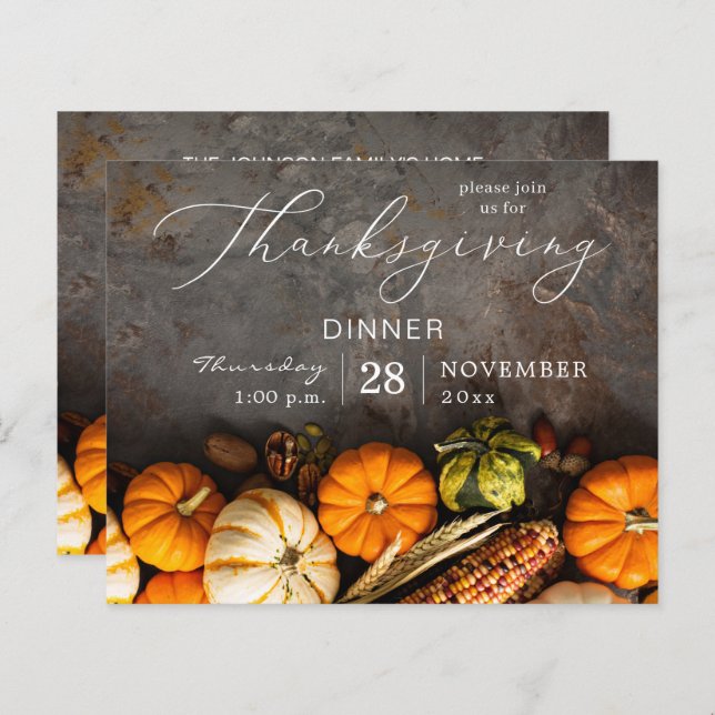 Papier Budget Thanksgiving Dîner Citrouilles (Devant / Derrière)