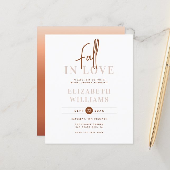 Papier BUDGET Tomber dans l'amour Simple Fête des mariées (Devant/Arrière en situation)