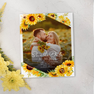 Papier Budget Tournesol Photo Mariage Économisez la Date