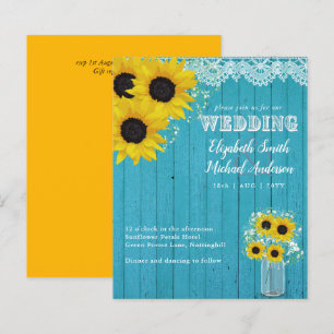 Papier BUDGET Tournesol rustique Turquoise Mariage jaune