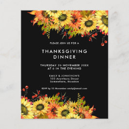 Papier Budget Tournesol Thanksgiving Dîner Invitation noi