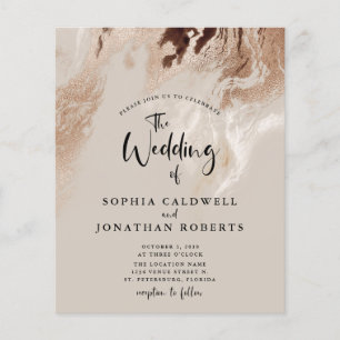 Papier Budget tout en un Abstrait mariage en marbre Invit