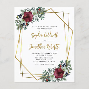Papier Budget Tout en un Amaryllis Mariage Invitation