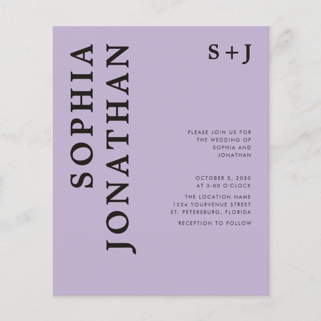 Papier Budget Tout en un Audacieux Typographie Mariage In (Devant)