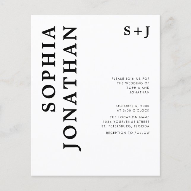 Papier Budget Tout en un Audacieux Typographie Mariage In (Devant)