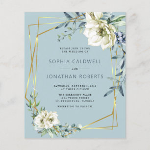 Papier Budget tout en un Dusty Blue Floral Mariage Invite