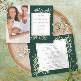 Papier Budget Tout en un Emerald Photo Mariage Invitation