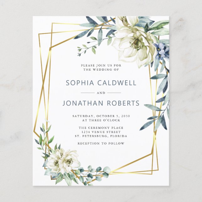 Papier Budget tout en un Eucalyptus Floral Mariage Invita (Devant)